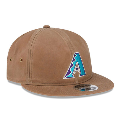 This is a Arizona Diamondbacks Waxed Canvas Beige Retro Crown 9FIFTY Strapback Cap 3