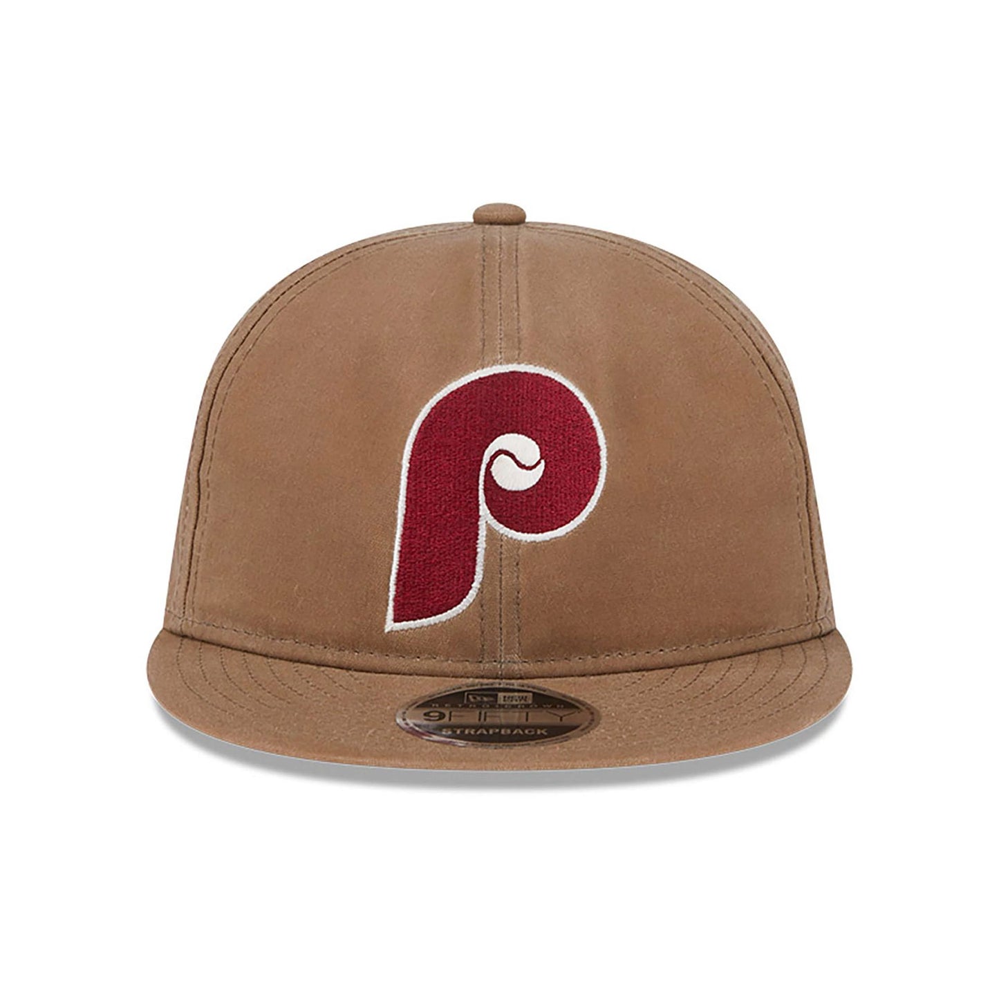 This is a Philadelphia Phillies Waxed Canvas Beige Retro Crown 9FIFTY Strapback Cap 2