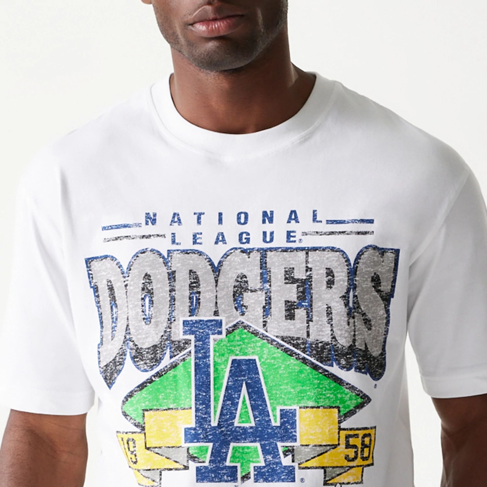 The Male model is wearing LA Dodgers Sport Classic White T-Shirt 5