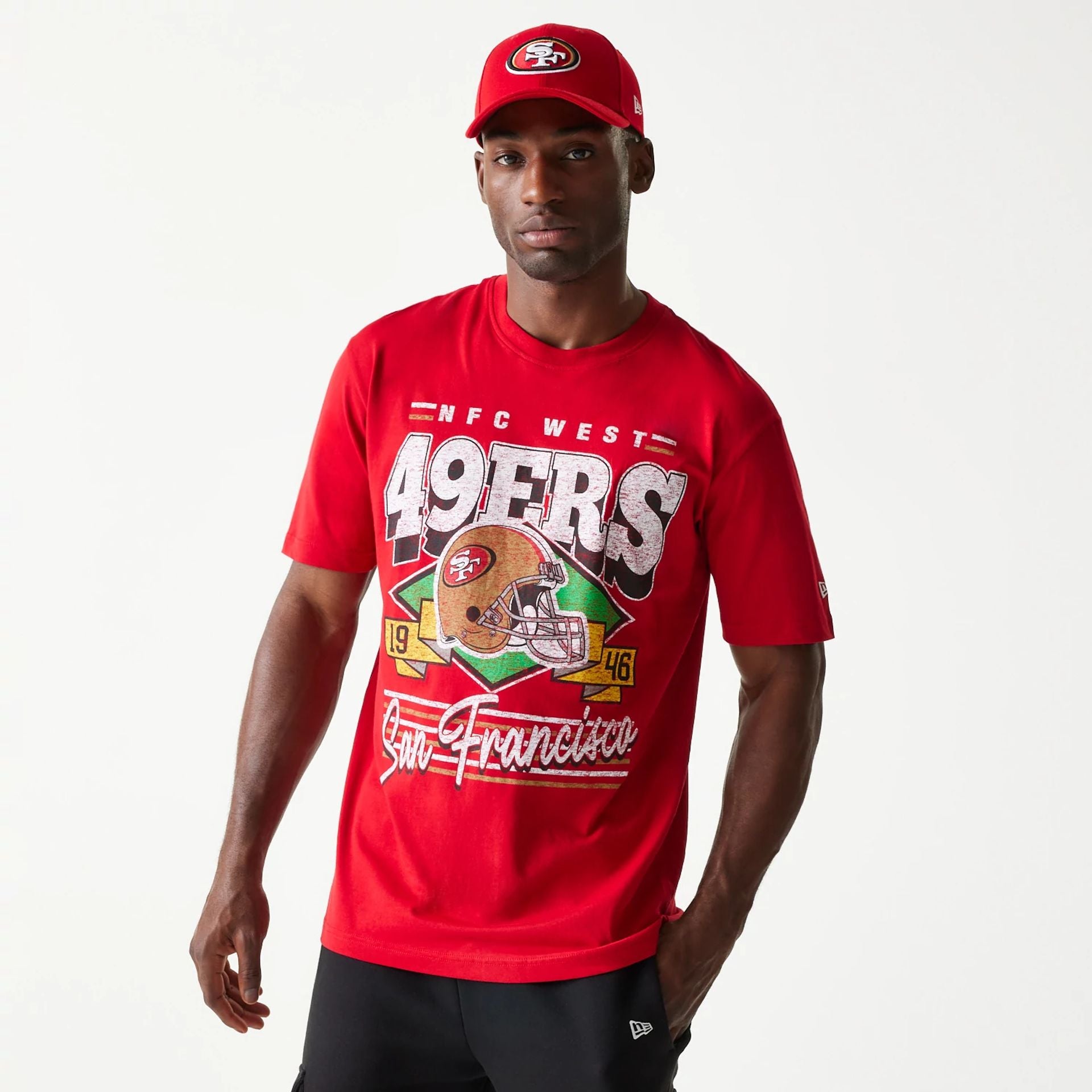 The Male model is wearing San Francisco 49Ers Sport Classic Red T-Shirt 1