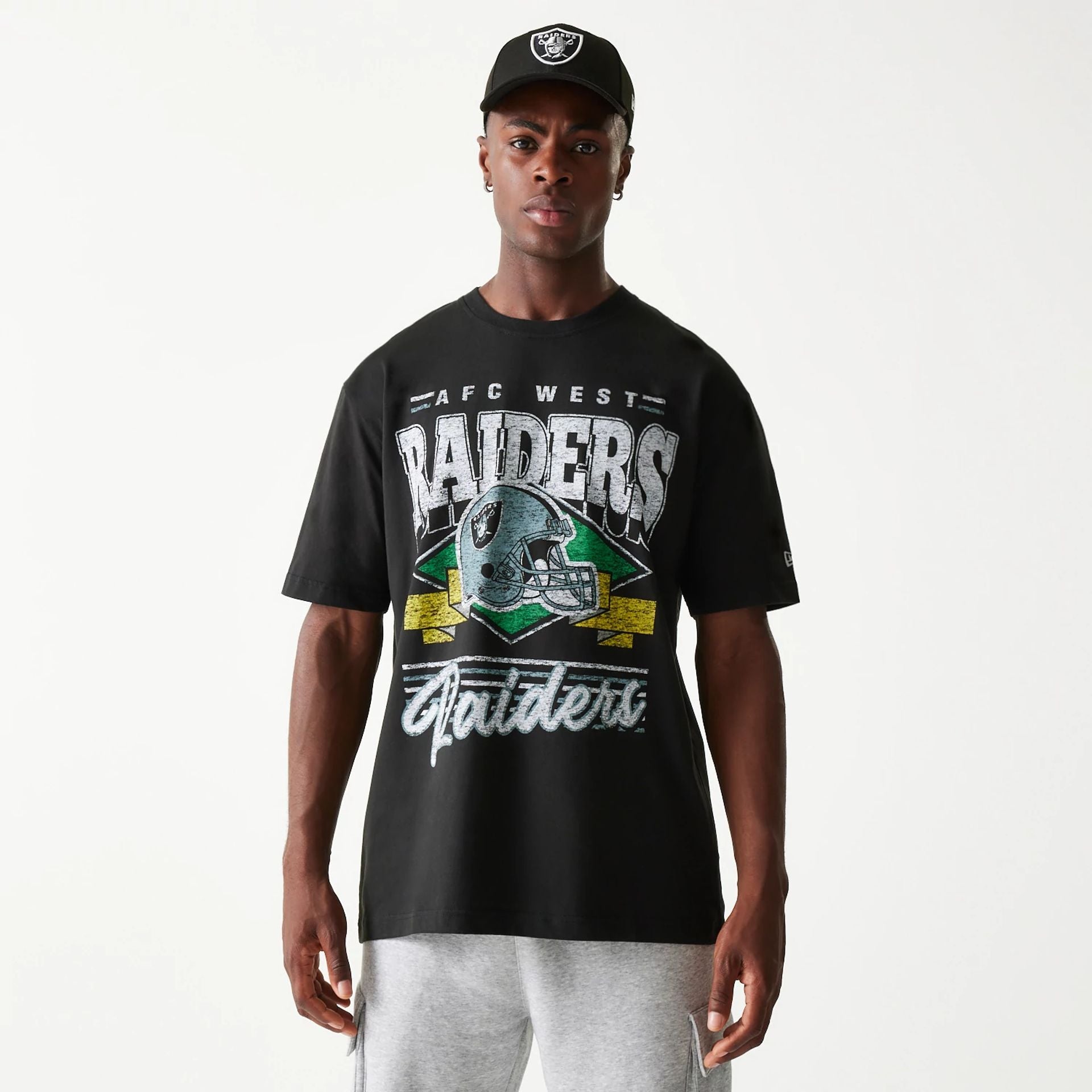 The Male model is wearing Las Vegas Raiders Sport Classic Black T-Shirt 1