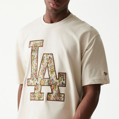 The Male model is wearing LA Dodgers Upholstery Light Beige T-Shirt 4