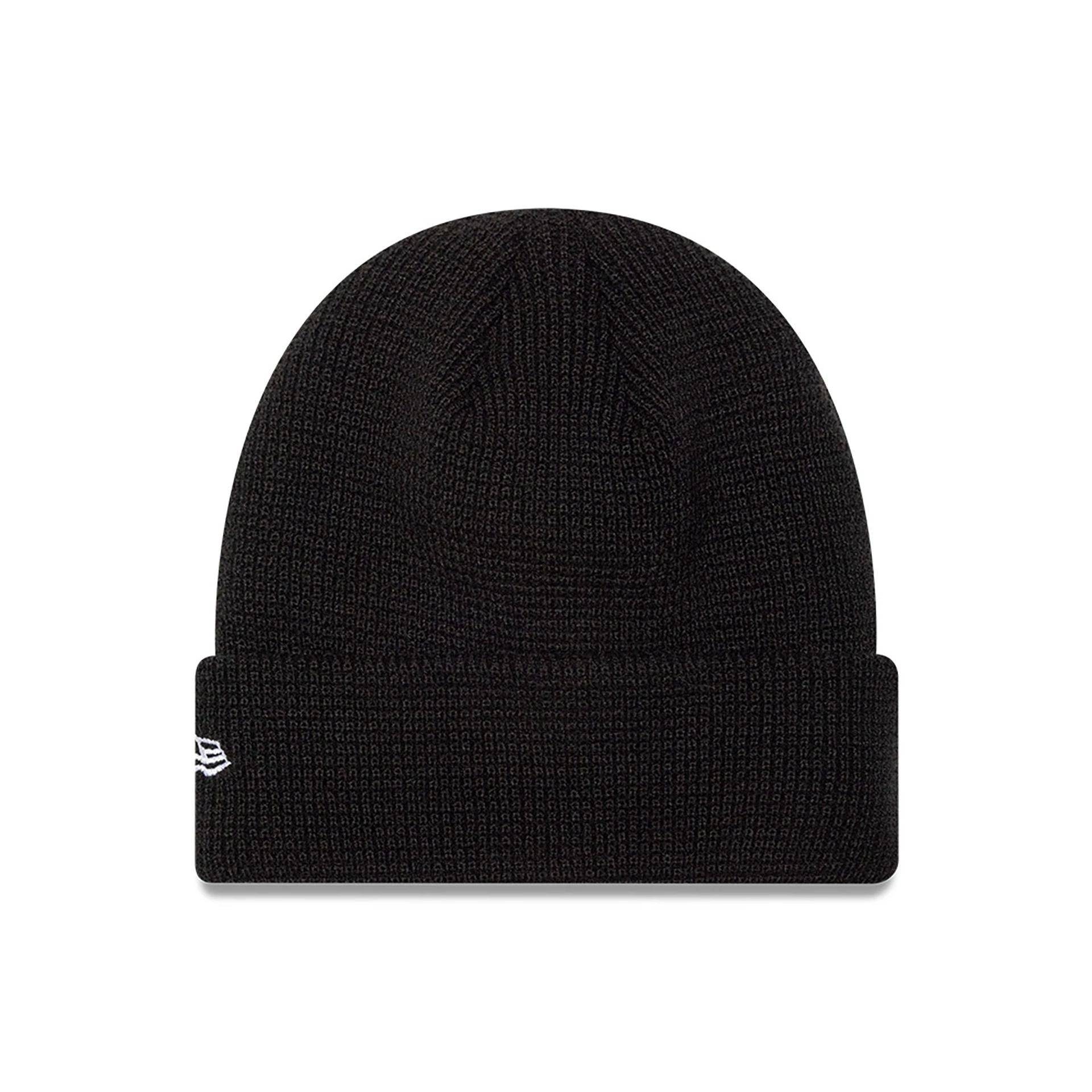 This is a New Era Waffle Knit Black Beanie Hat 2