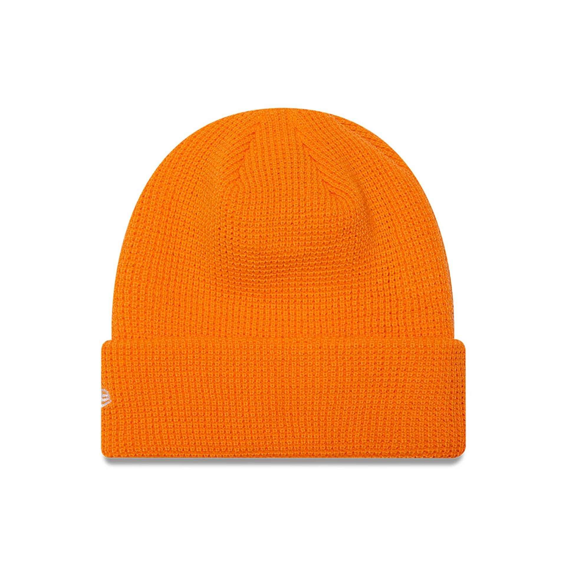 This is a New Era Waffle Knit Orange Beanie Hat 2