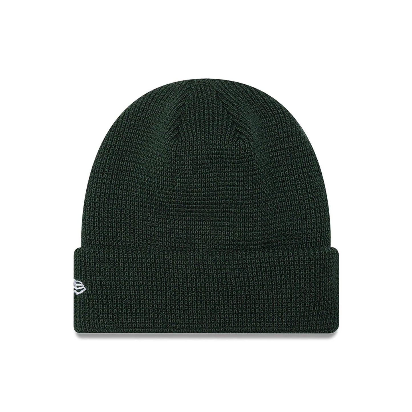 This is a New Era Waffle Knit Dark Green Beanie Hat 2