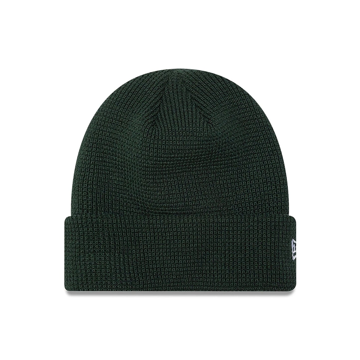 This is a New Era Waffle Knit Dark Green Beanie Hat 1