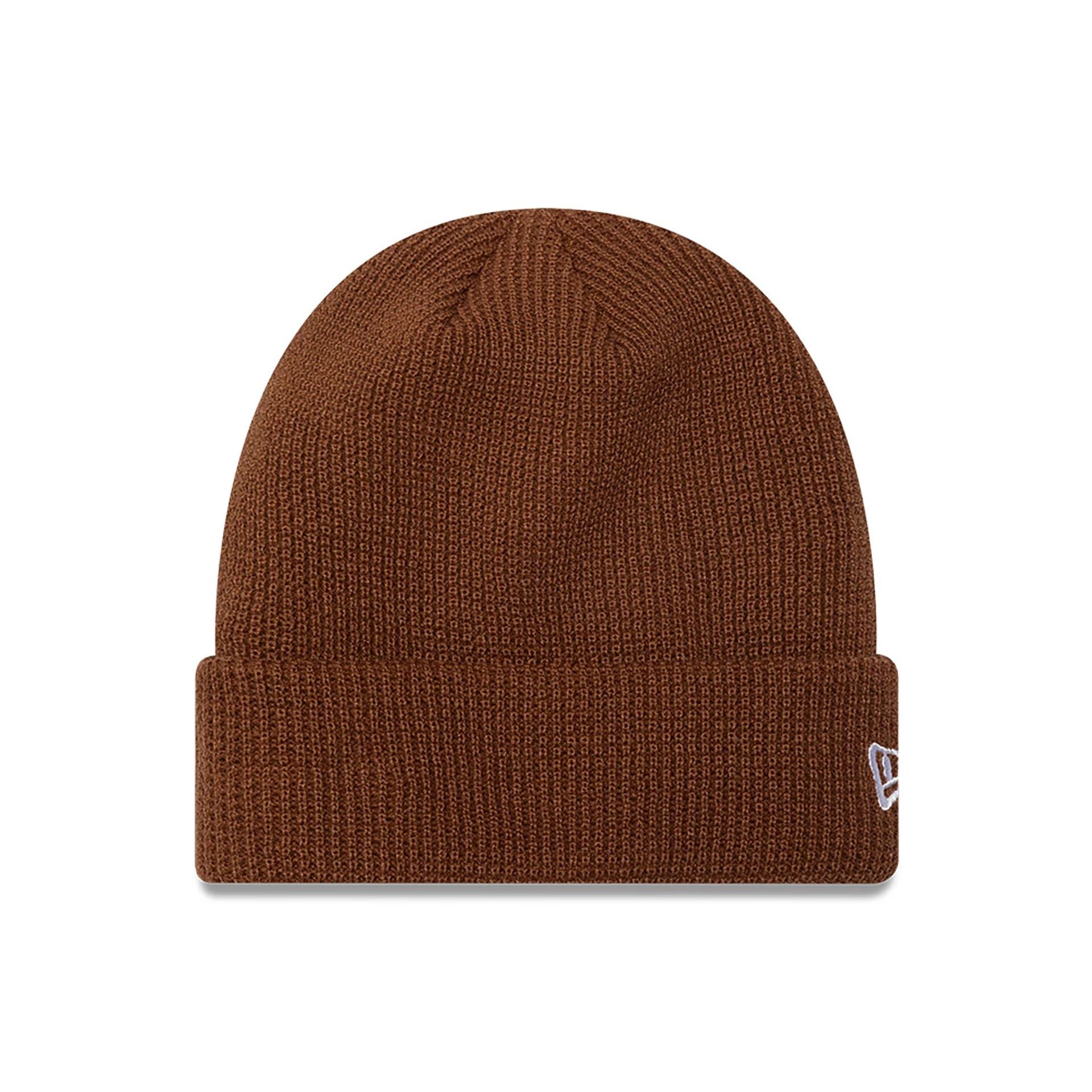 This is a New Era Waffle Knit Dark Brown Beanie Hat 1