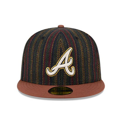 This is a Atlanta Braves Vintage Herringbone Dark Brown 59FIFTY Fitted Cap 3