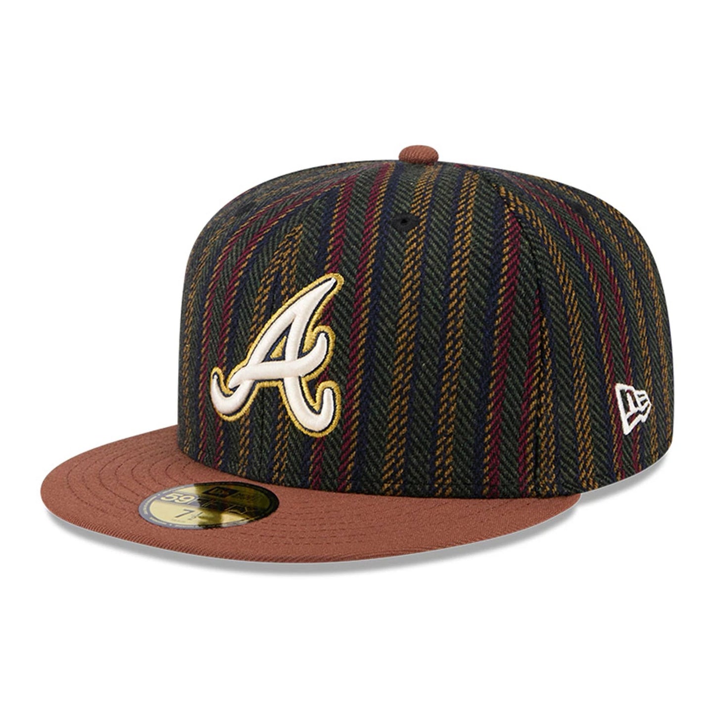 This is a Atlanta Braves Vintage Herringbone Dark Brown 59FIFTY Fitted Cap 4