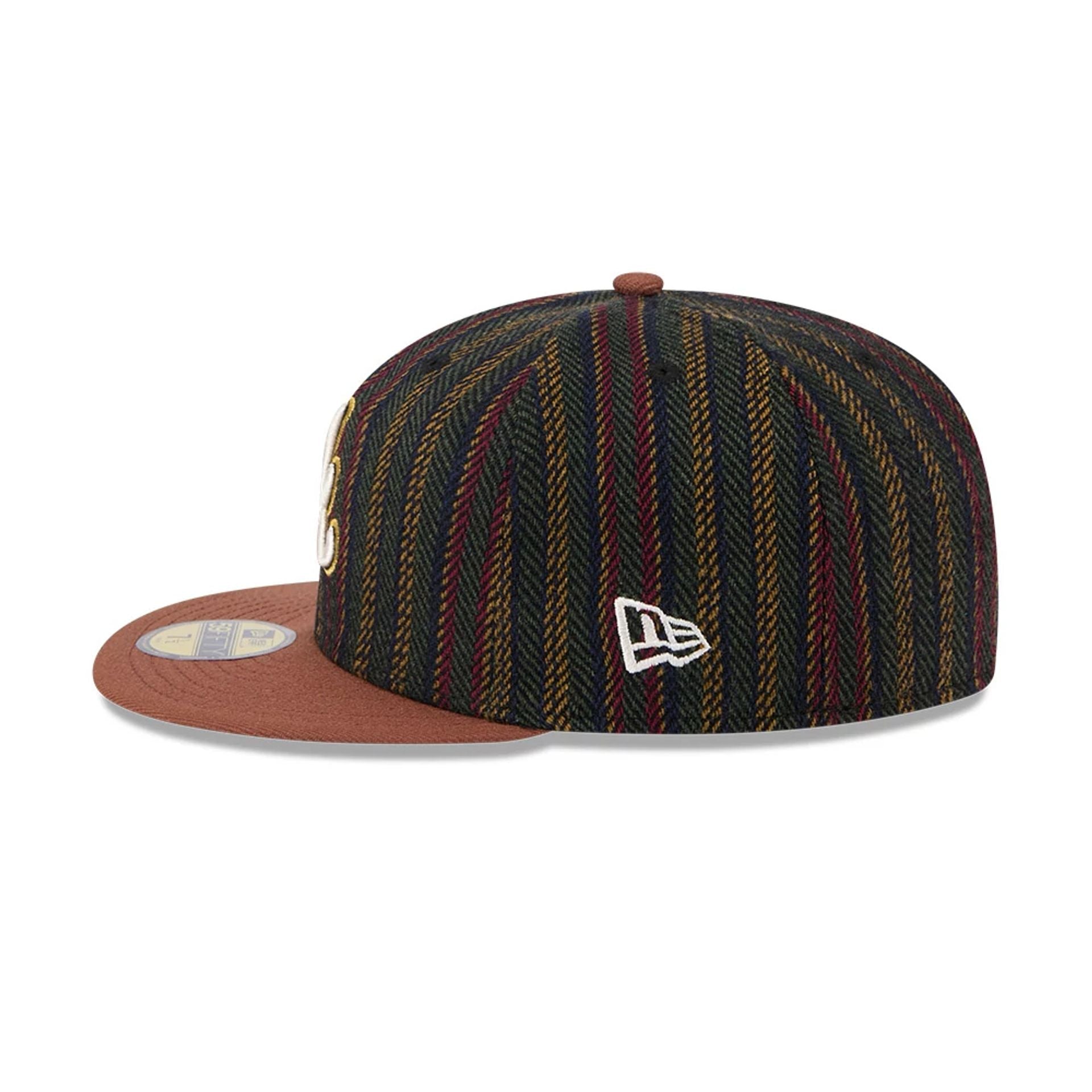 This is a Atlanta Braves Vintage Herringbone Dark Brown 59FIFTY Fitted Cap 7