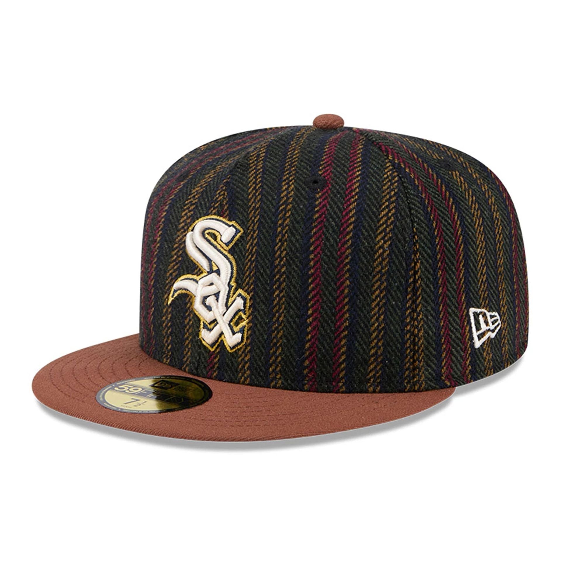 This is a Chicago White Sox Vintage Herringbone Dark Brown 59FIFTY Fitted Cap 4