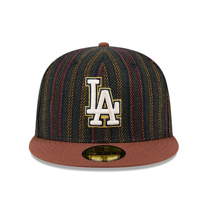 This is a LA Dodgers Vintage Herringbone Dark Brown 59FIFTY Fitted Cap 3