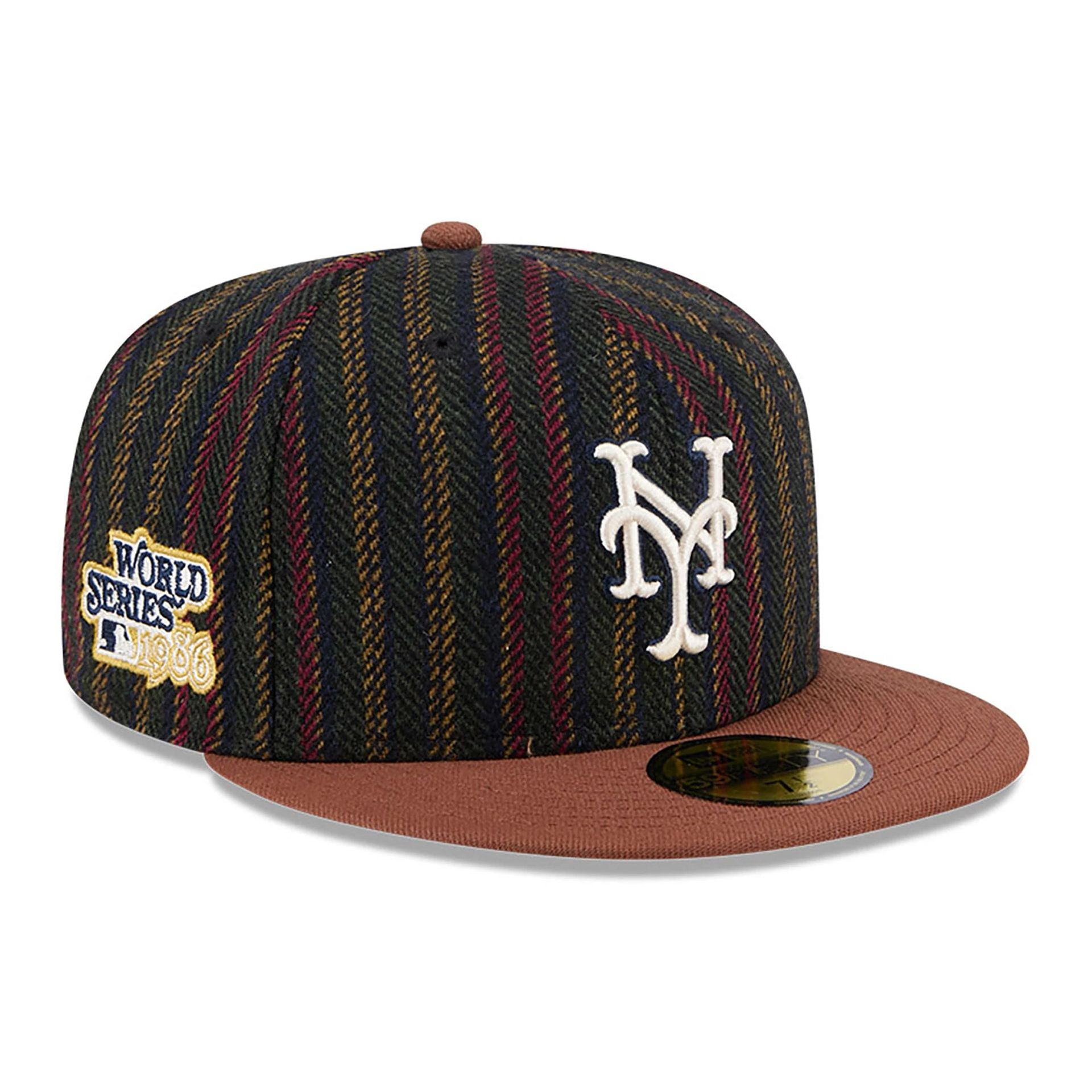 This is a New York Mets Vintage Herringbone Dark Brown 59FIFTY Fitted Cap 1