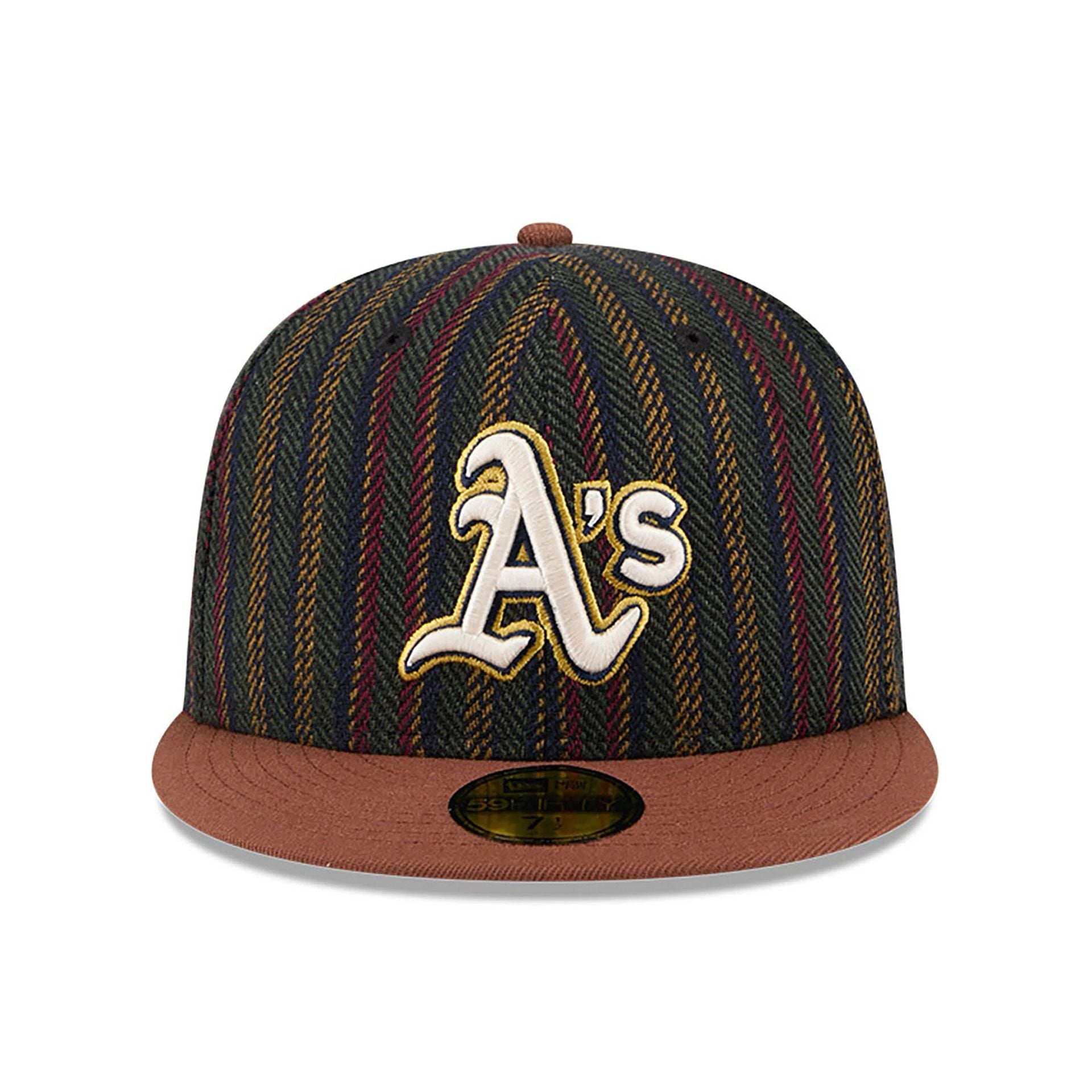 This is a Oakland Athletics Vintage Herringbone Dark Brown 59FIFTY Fitted Cap 3