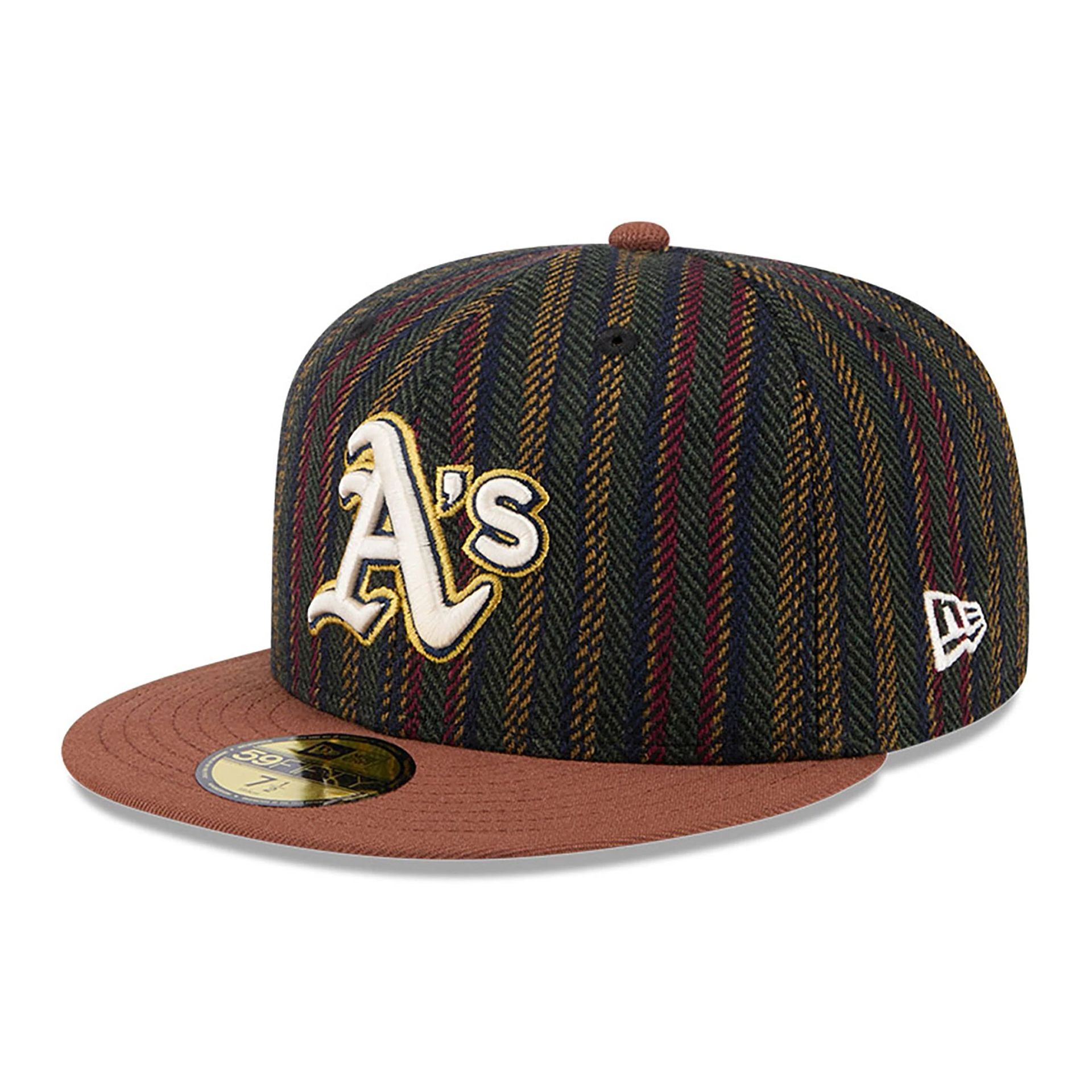 This is a Oakland Athletics Vintage Herringbone Dark Brown 59FIFTY Fitted Cap 4