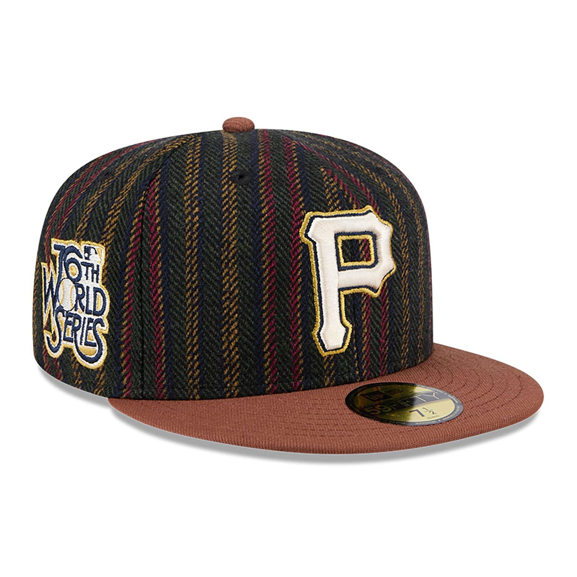 This is a Pittsburgh Pirates Vintage Herringbone Dark Brown 59FIFTY Fitted Cap 1