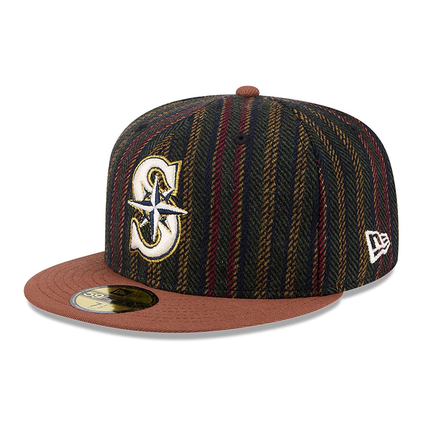 This is a Seattle Mariners Vintage Herringbone Dark Brown 59FIFTY Fitted Cap 4