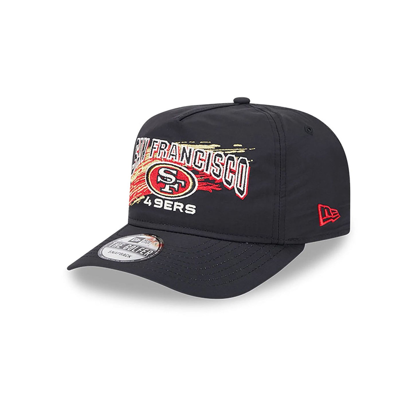 This is a San Francisco 49ers Throwback Brush Black Golfer Clipback Adjustable Cap 1