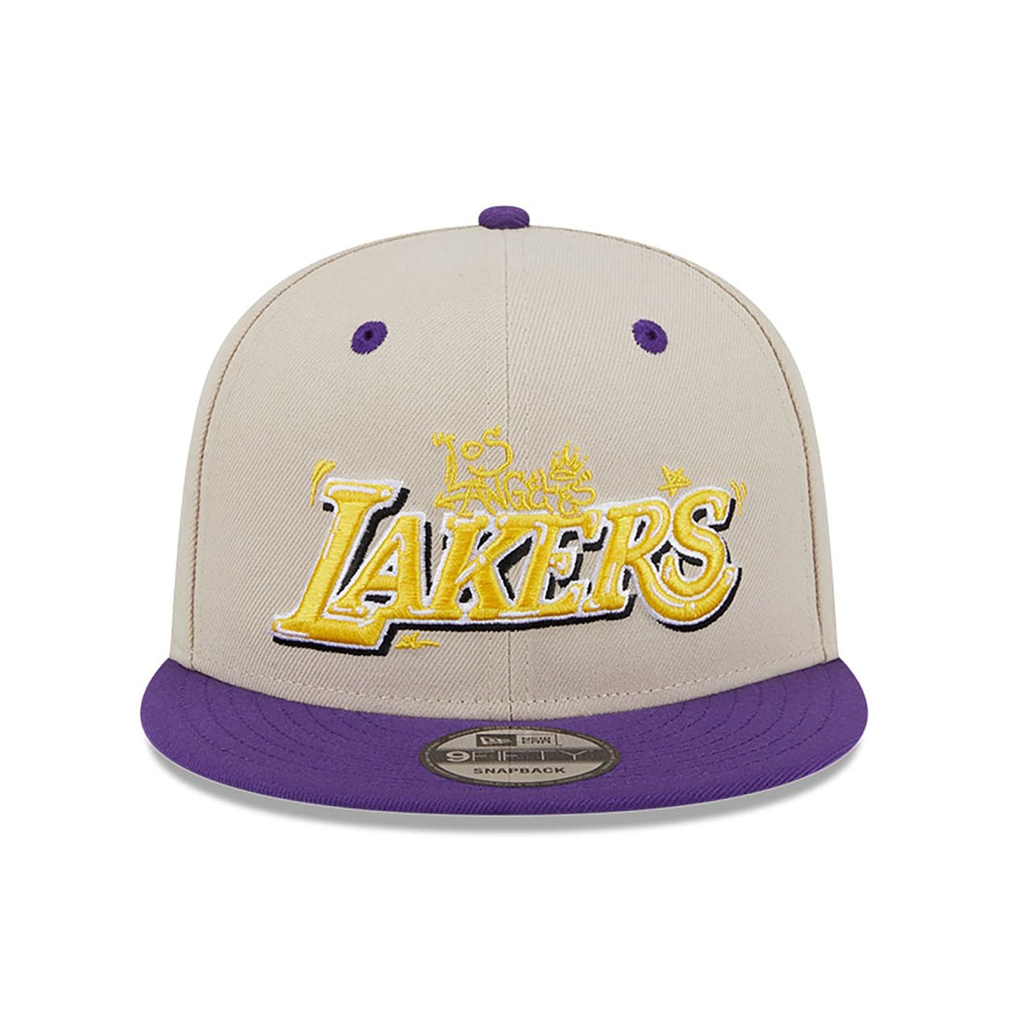 This is a LA Lakers Team Art Beige 9FIFTY Snapback Adjustable Cap 3