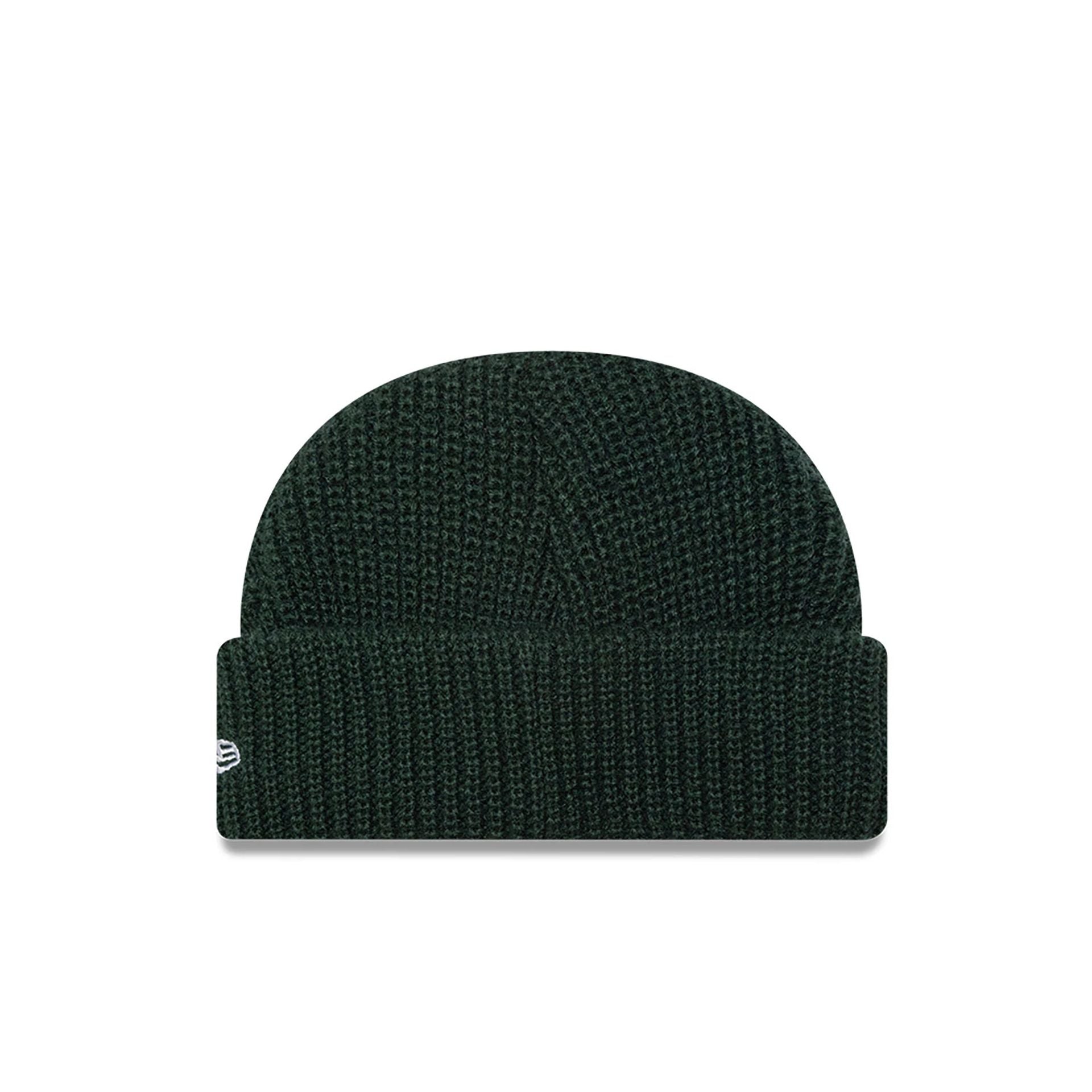 This is a New Era Ribbed Skully Knit Dark Green Beanie Hat 2