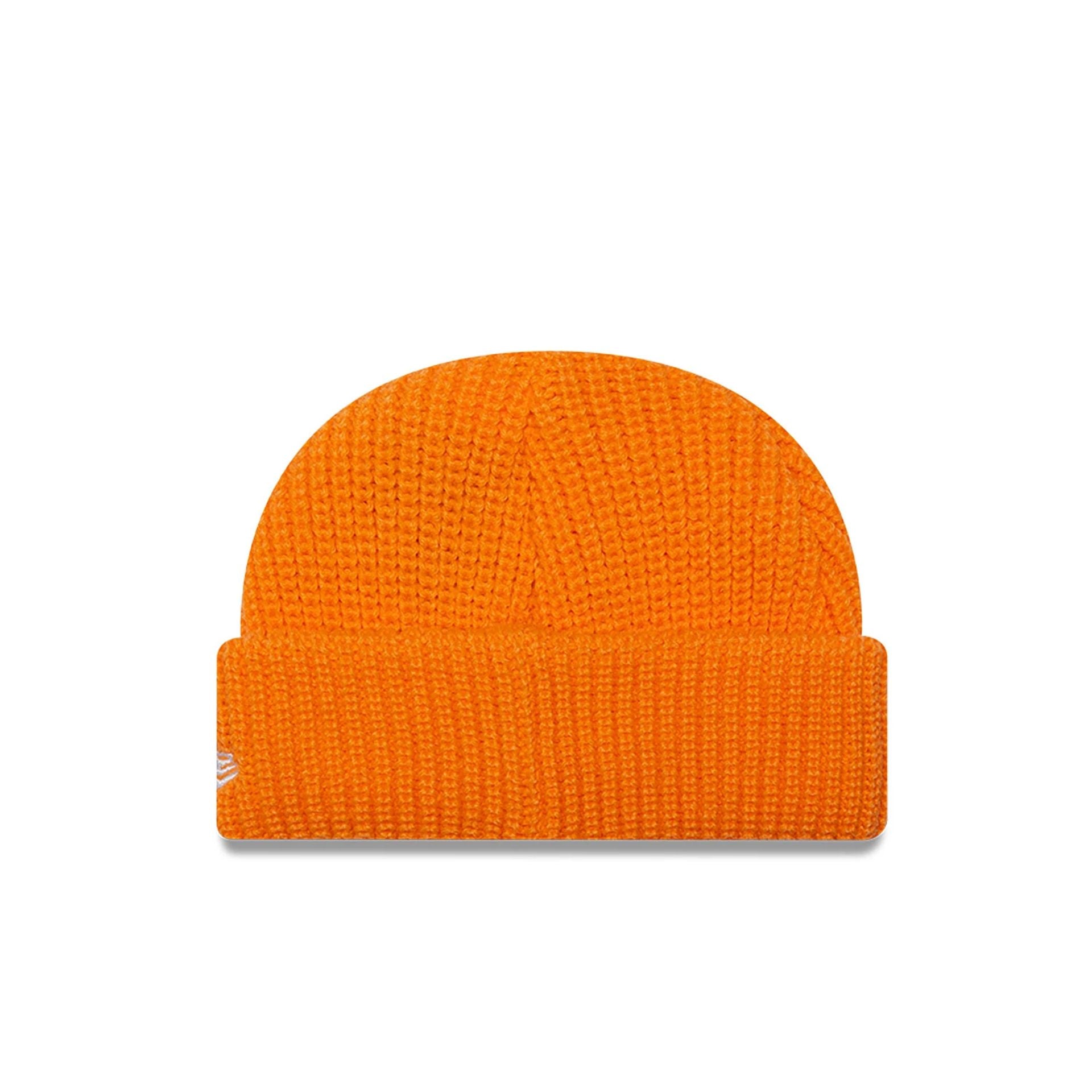 This is a New Era Ribbed Skully Knit Orange Beanie Hat 2