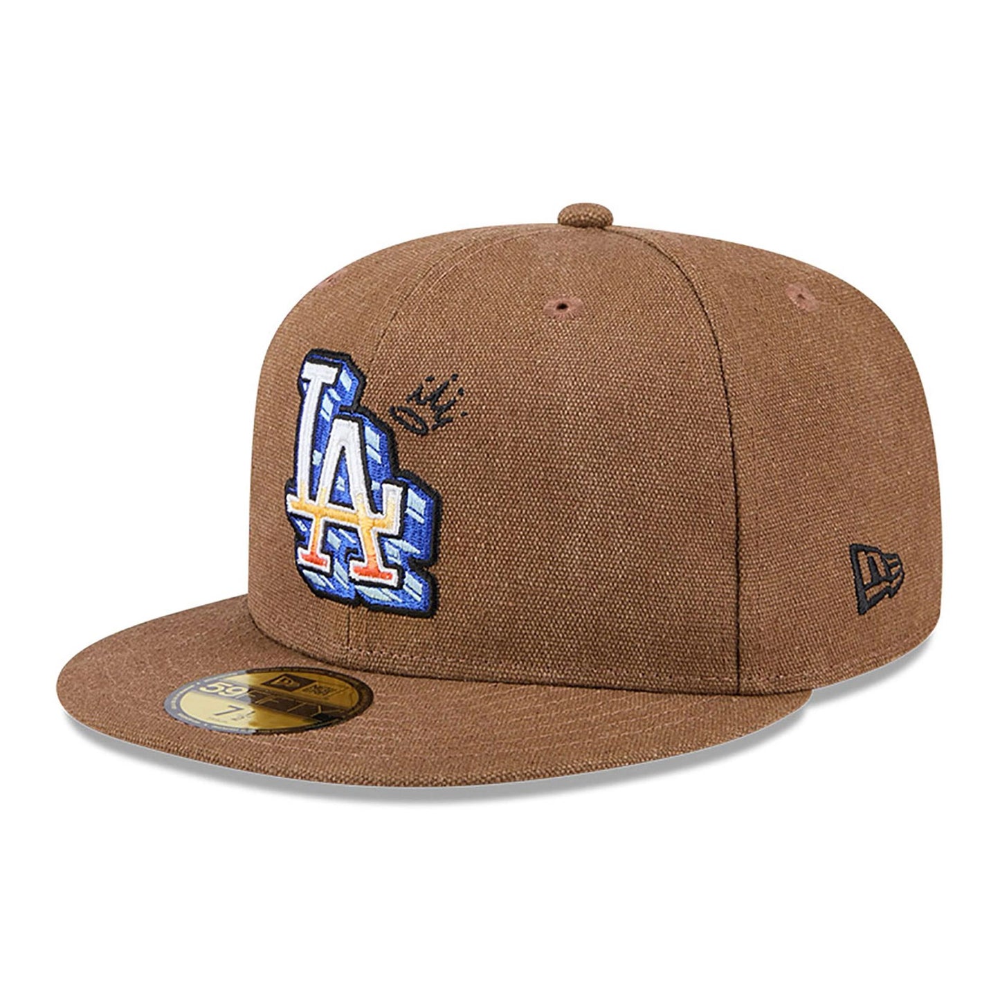 This is a LA Dodgers Logo Scribble Dark Brown 59FIFTY Fitted Cap 1