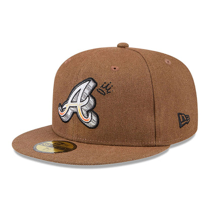 This is a Atlanta Braves Logo Scribble Dark Brown 59FIFTY Fitted Cap 1