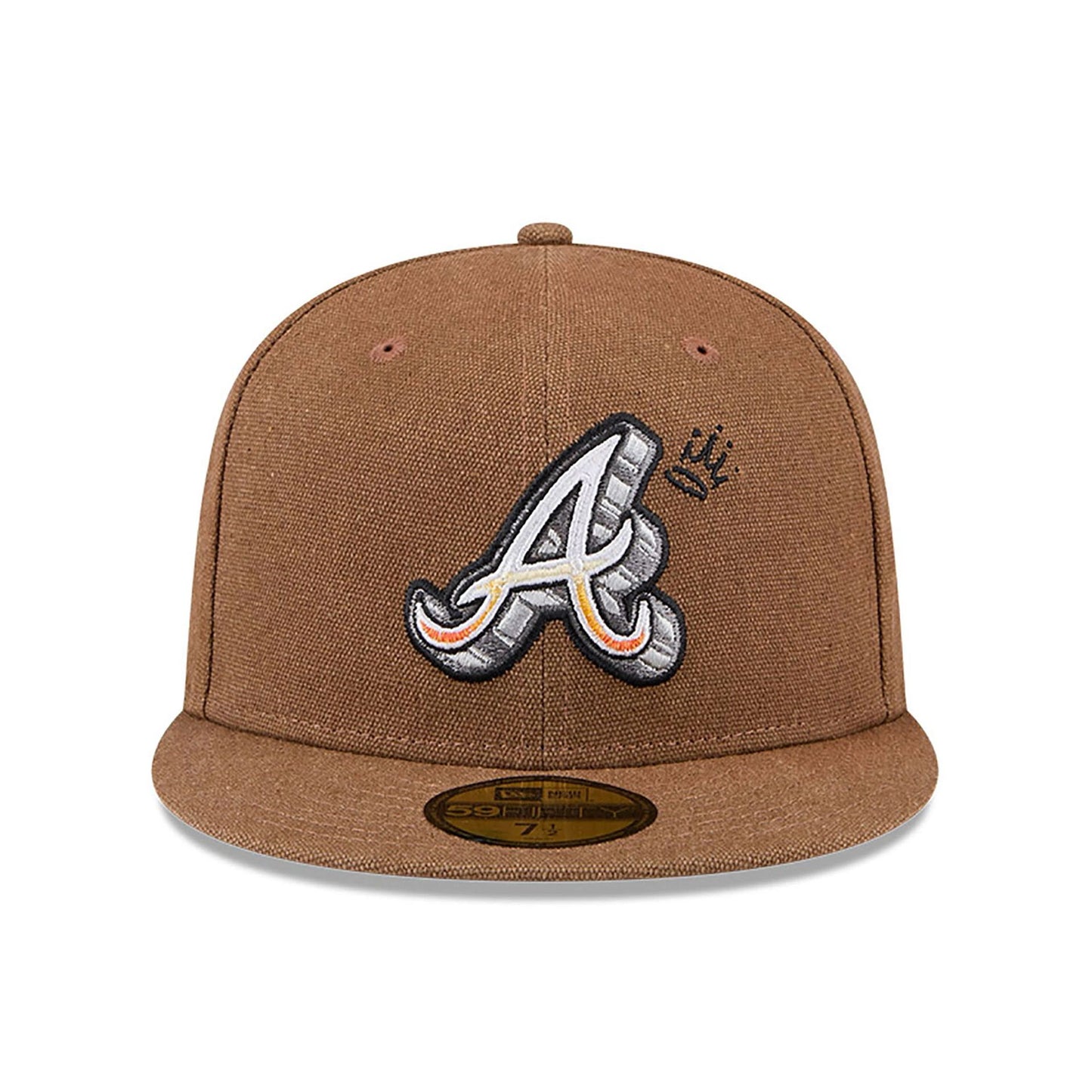 This is a Atlanta Braves Logo Scribble Dark Brown 59FIFTY Fitted Cap 3