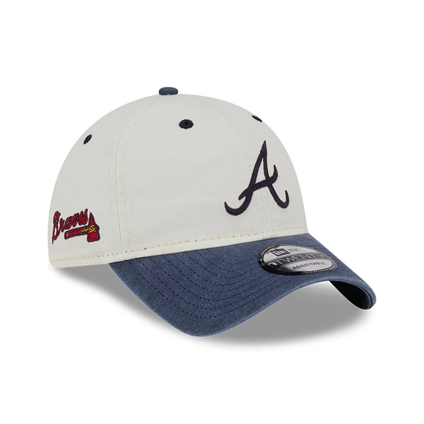 This is a Atlanta Braves Classic Sidescript White 9TWENTY Adjustable Cap 1