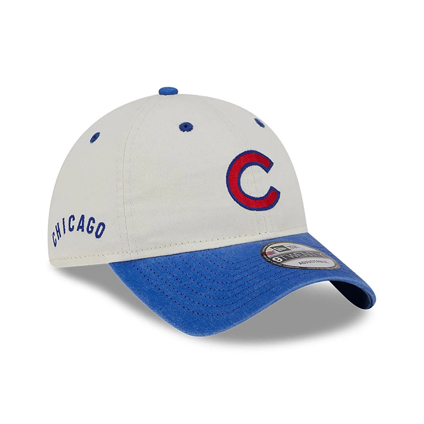 This is a Chicago Cubs Classic Sidescript White 9TWENTY Adjustable Cap 1