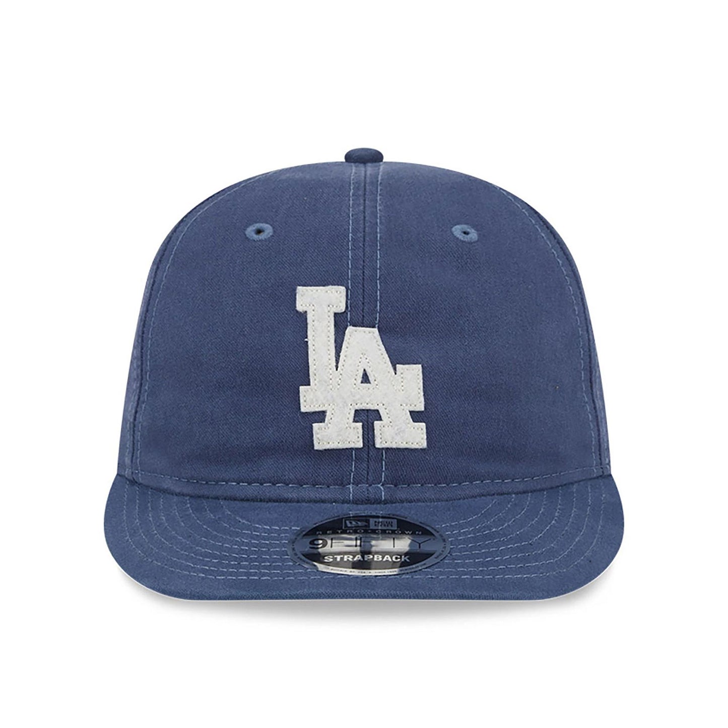 This is a LA Dodgers Canvas Felt Logo Dark Blue Retro Crown 9FIFTY Strapback Cap 3