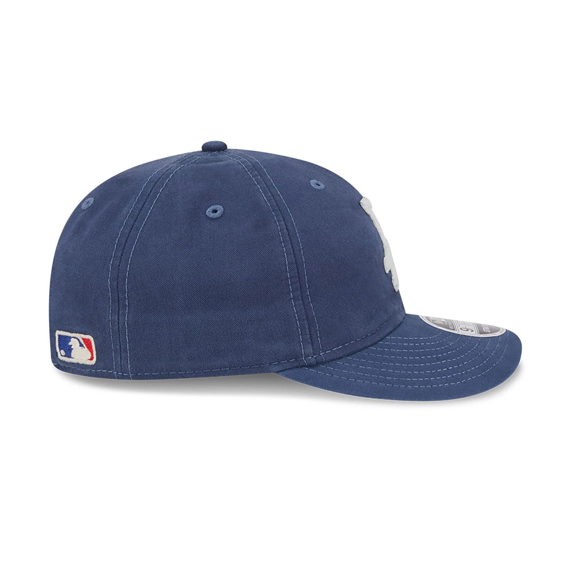 This is a LA Dodgers Canvas Felt Logo Dark Blue Retro Crown 9FIFTY Strapback Cap 6