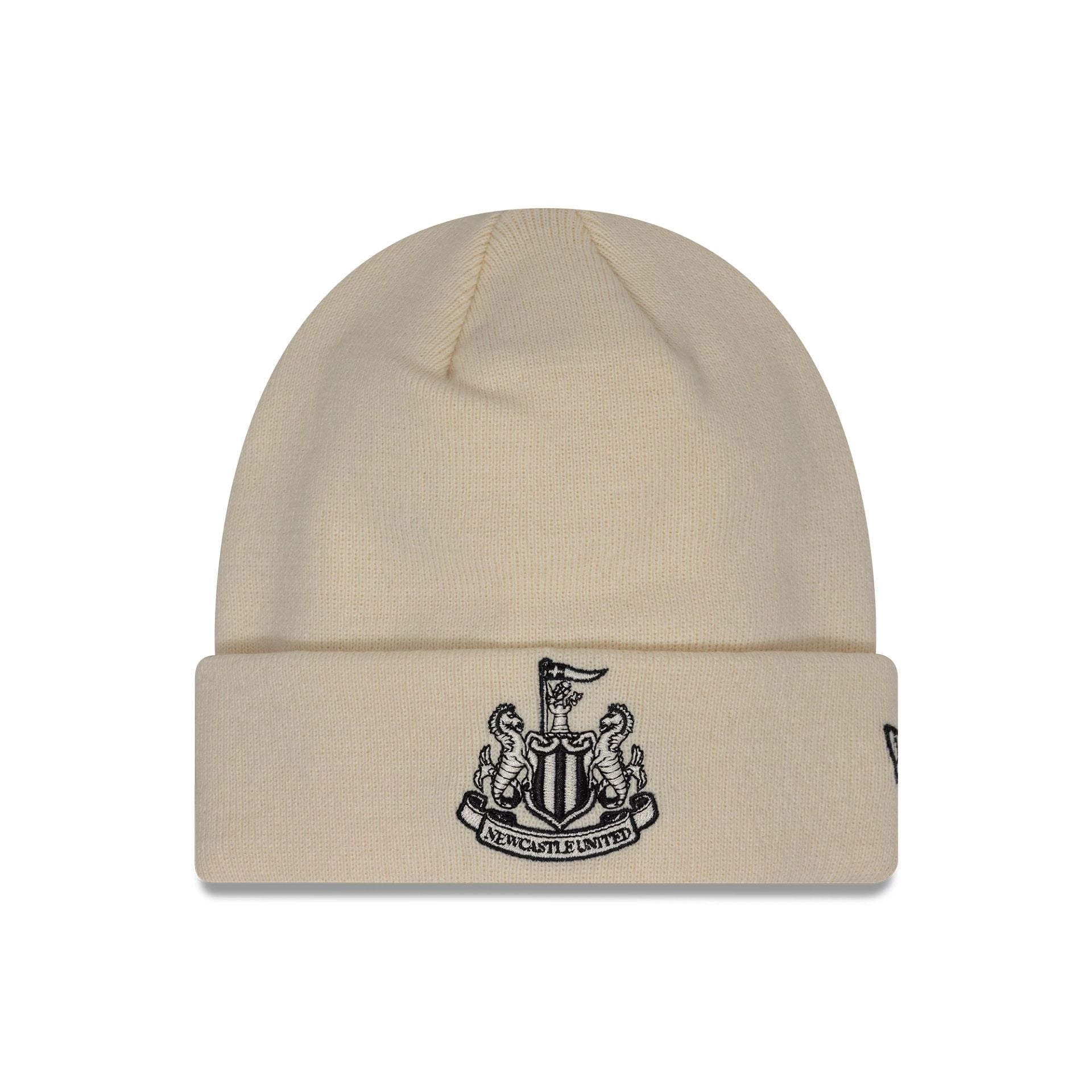 This is a Newcastle United FC Seasonal Light Beige Cuff Knit Beanie Hat 1