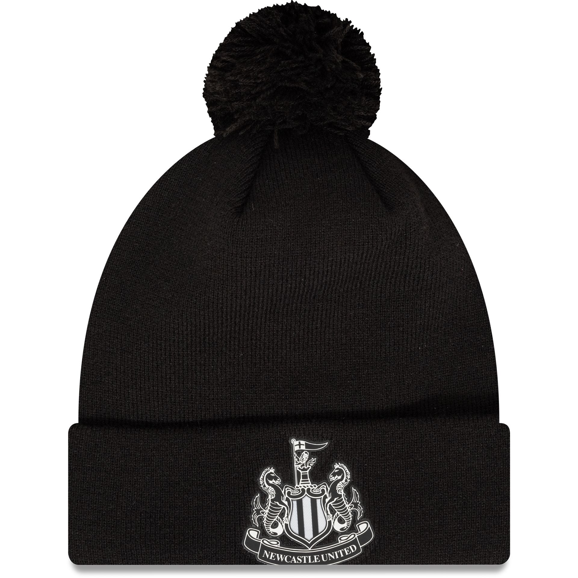 This is a Newcastle United FC Monochrome Black Bobble Knit Beanie Hat 1