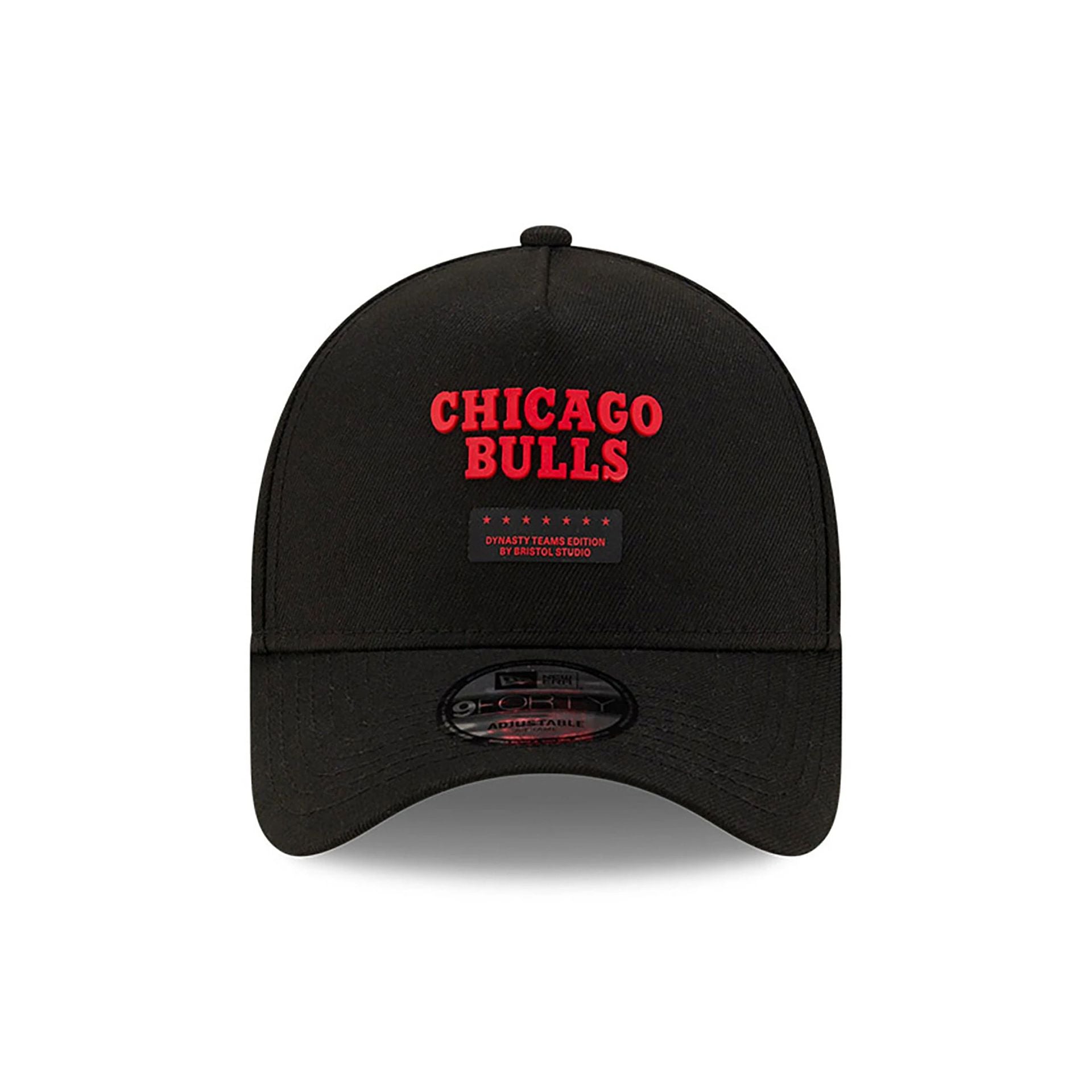 This is a Chicago Bulls Bristol Studio x NBA Black 9FORTY A-Frame Adjustable Cap 4