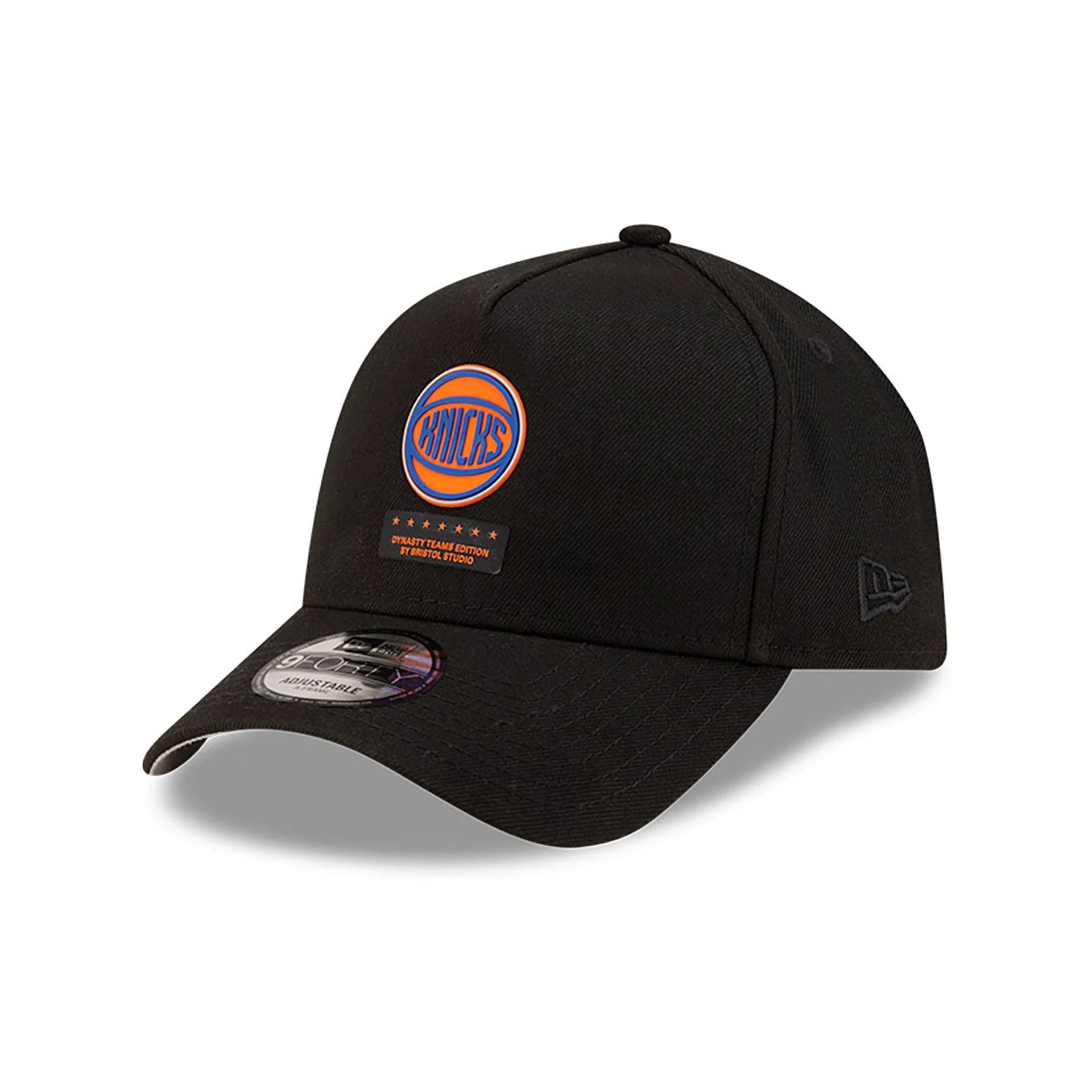 This is a New York Knicks Bristol Studio x NBA Black 9FORTY A-Frame Adjustable Cap 1