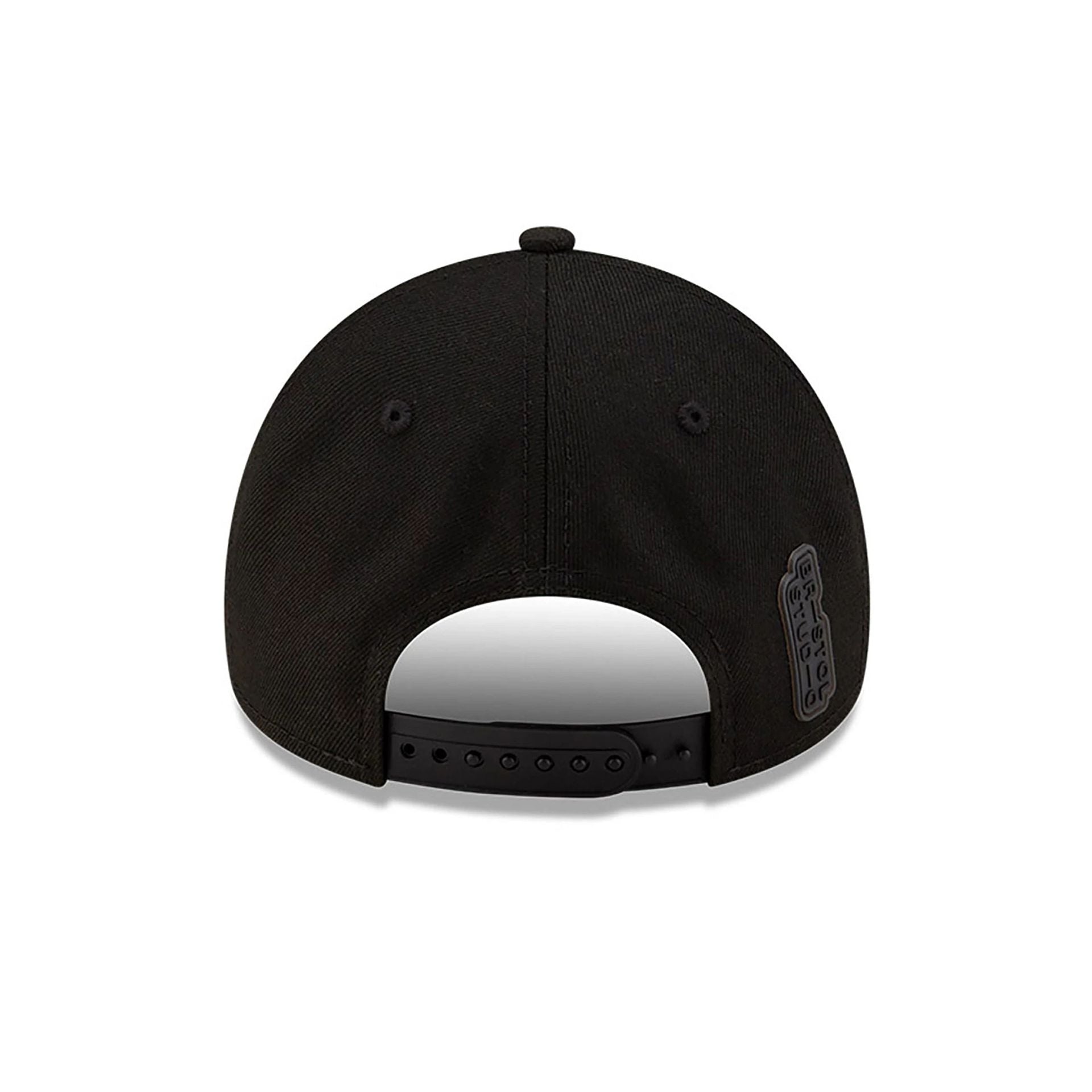 This is a New York Knicks Bristol Studio x NBA Black 9FORTY A-Frame Adjustable Cap 5