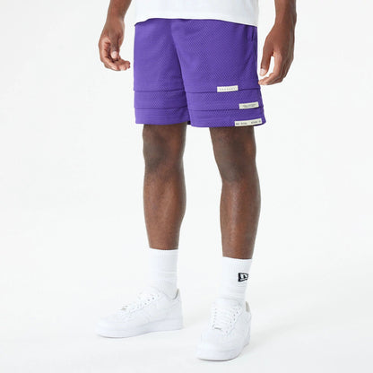 The Male model is wearing LA Lakers Bristol Studio x NBA Purple Shorts 7