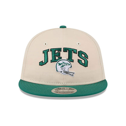 This is a New York Jets Historic Helmet Beige Retro Crown 9FIFTY Snapback Cap 3