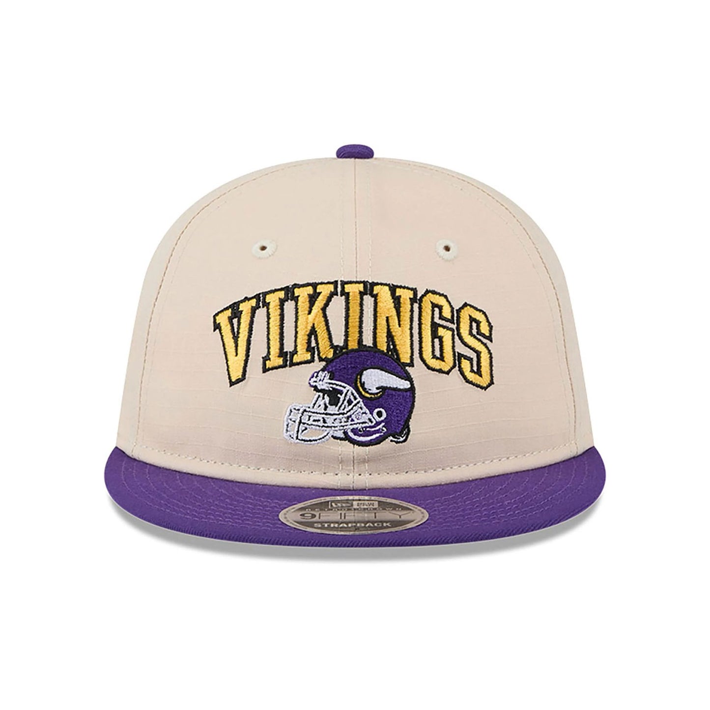 This is a Minnesota Vikings Historic Helmet Beige Retro Crown 9FIFTY Snapback Cap 3