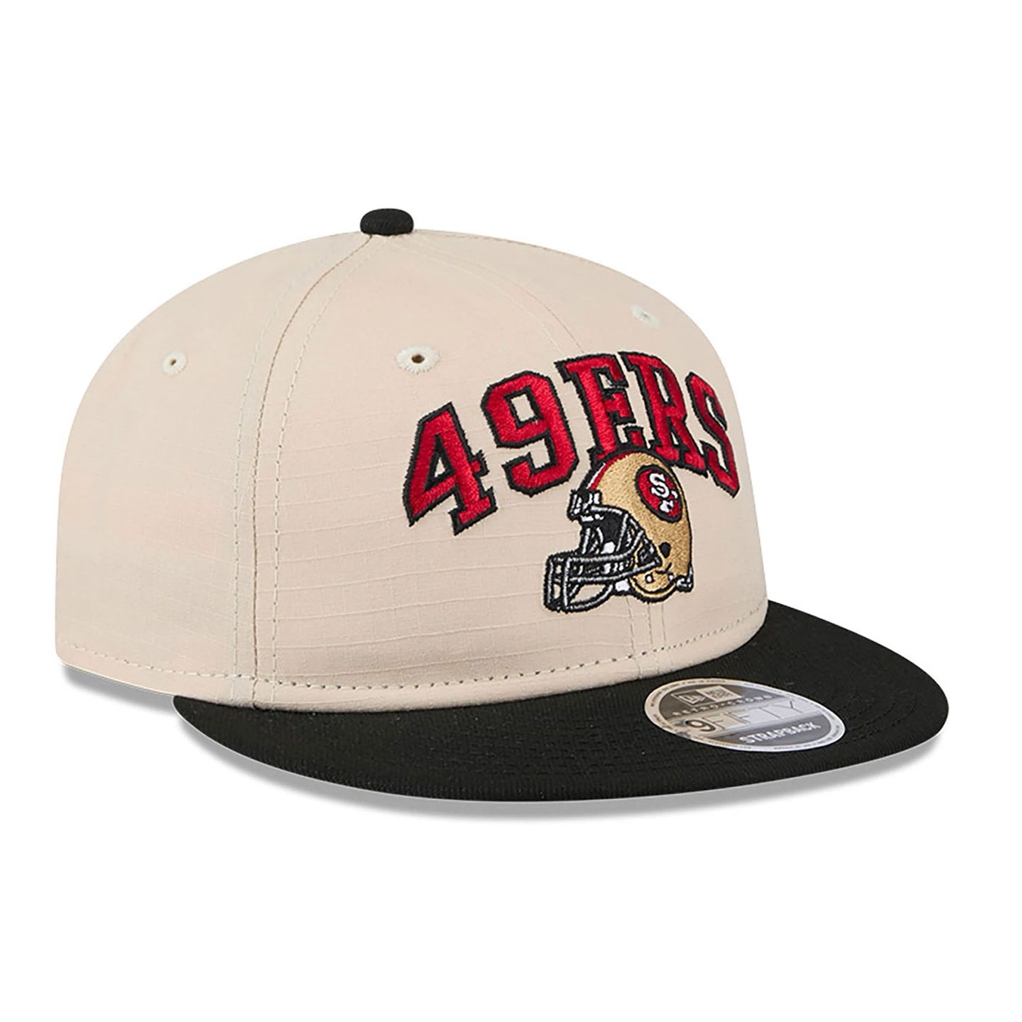 This is a San Francisco 49ers Historic Helmet beige Retro Crown 9FIFTY Snapback Cap 4