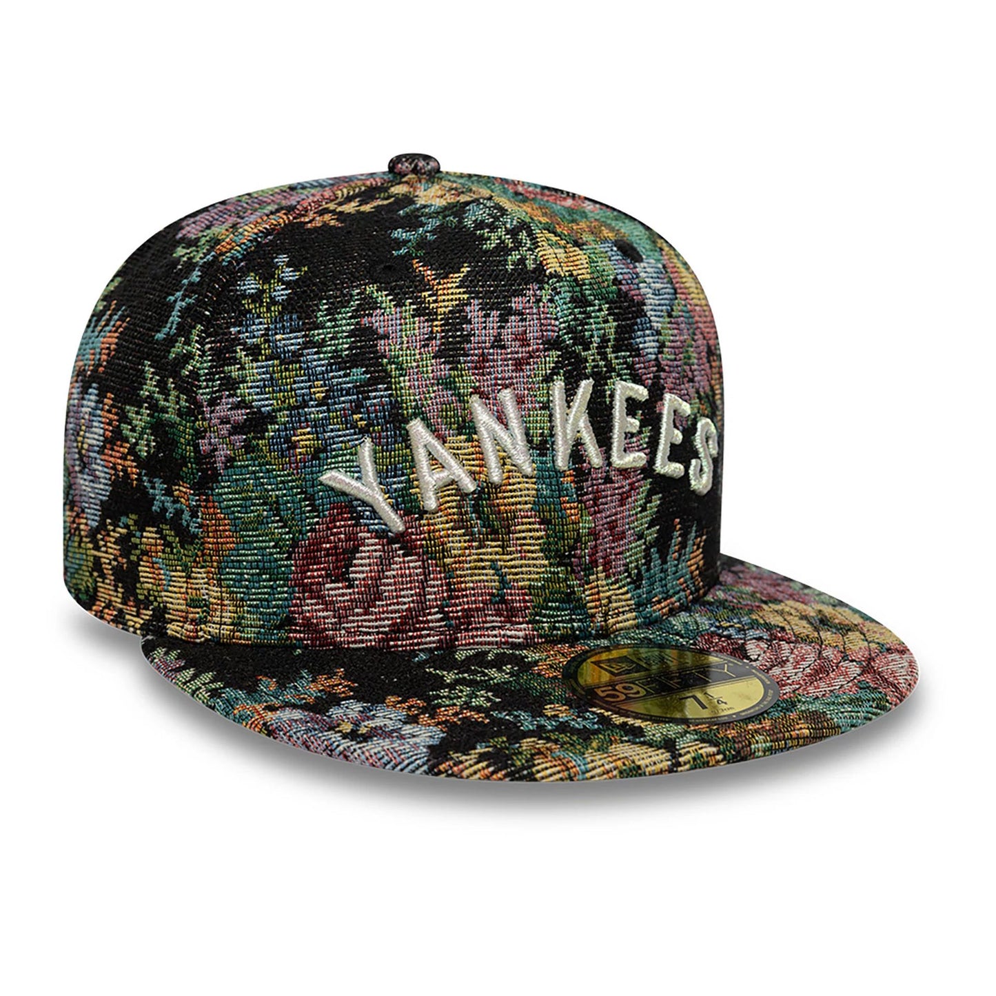 This is a New York Yankees Jacquard Patterns All Over Print Black 59FIFTY Fitted Cap 4