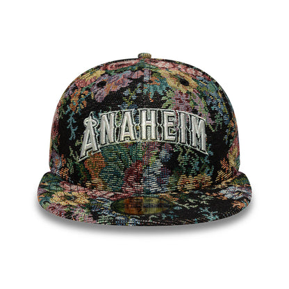 This is a LA Angels Jacquard Patterns All Over Print Black 59FIFTY Fitted Cap 3