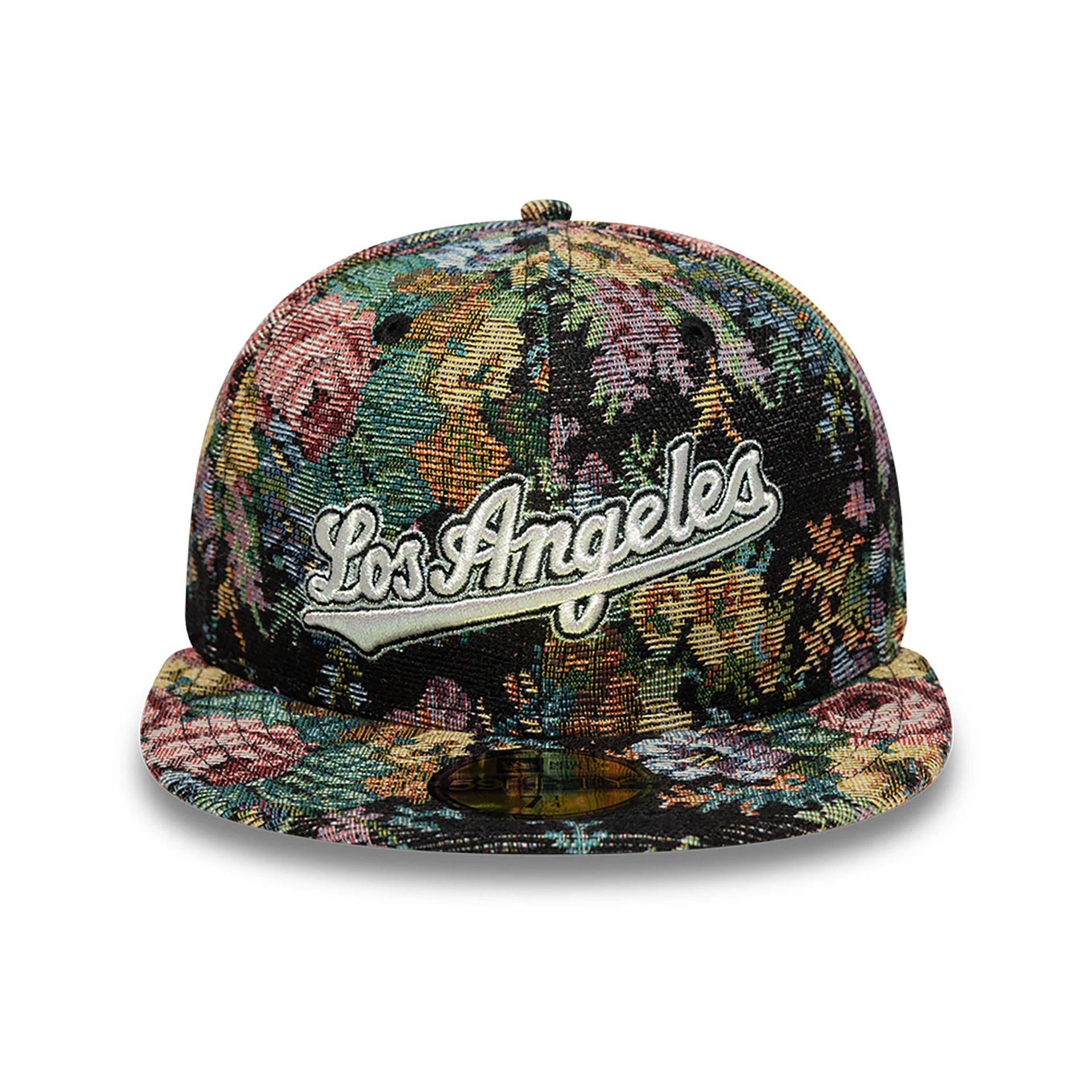 This is a LA Dodgers Jacquard Patterns All Over Print Black 59FIFTY Fitted Cap 3