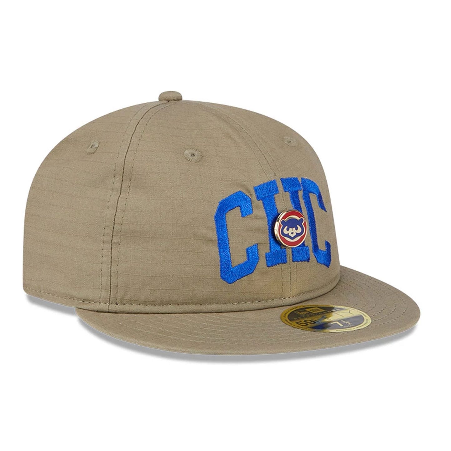 This is a Chicago Cubs Logo Pin Khaki Retro Crown 59FIFTY Fitted Cap 3