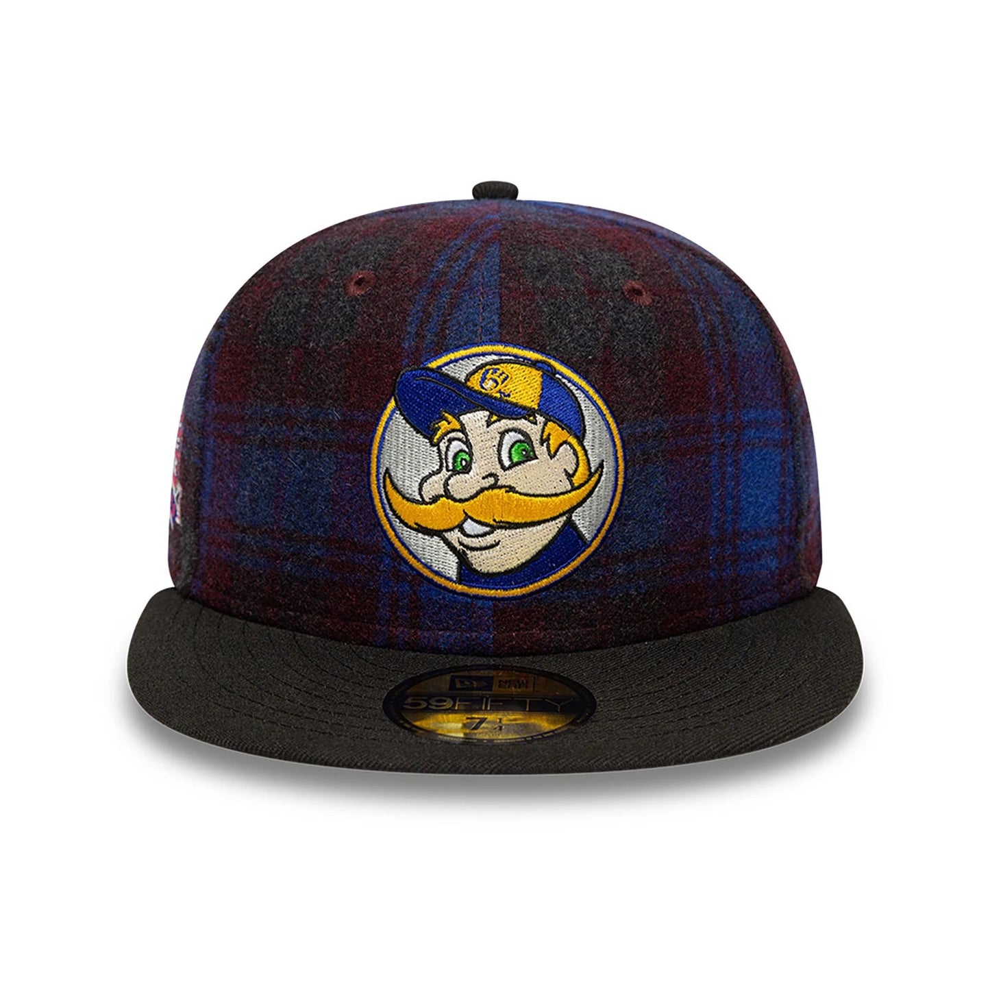 This is a Milwaukee Brewers Mascot Plaid Purple 59FIFTY Fitted Cap 3