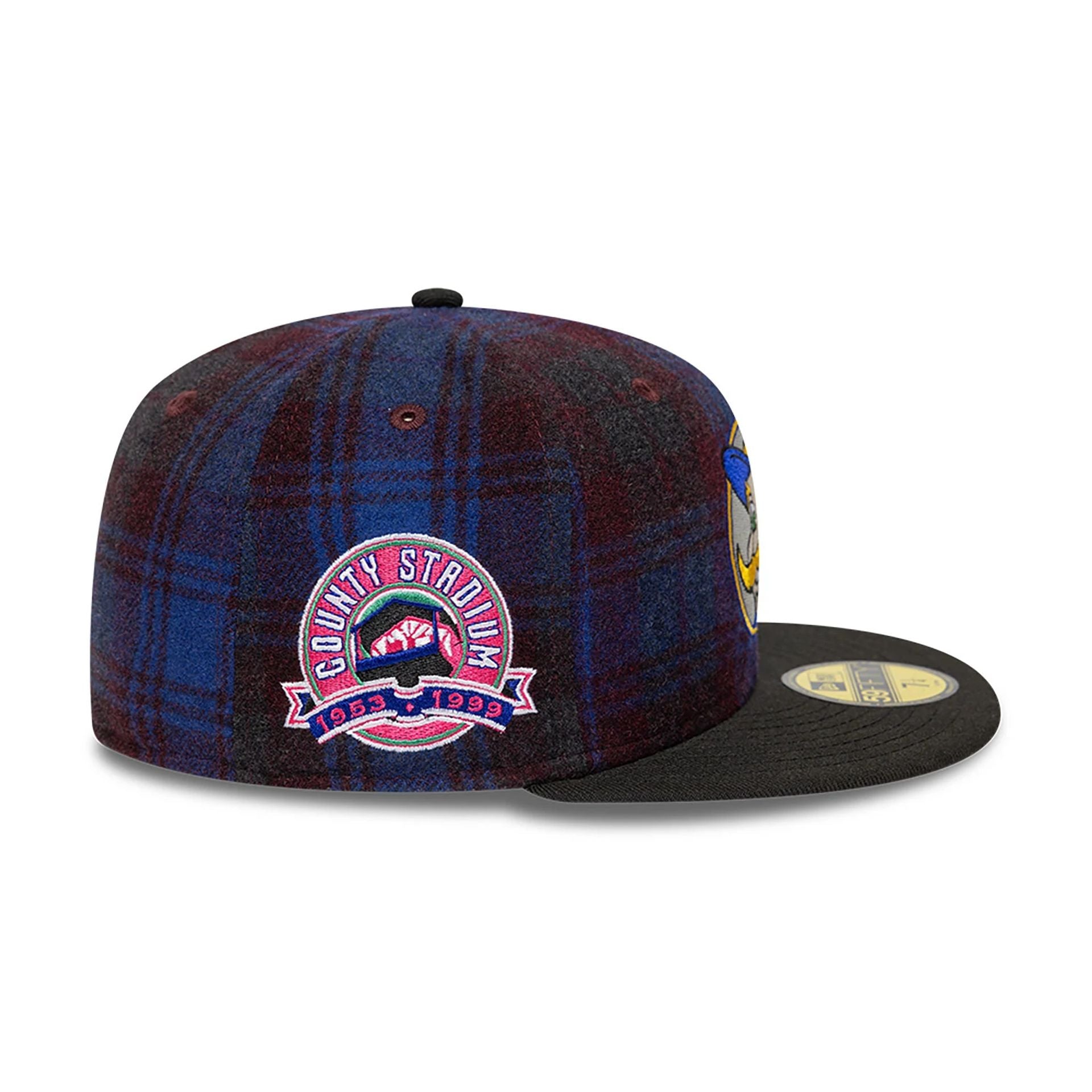 This is a Milwaukee Brewers Mascot Plaid Purple 59FIFTY Fitted Cap 6