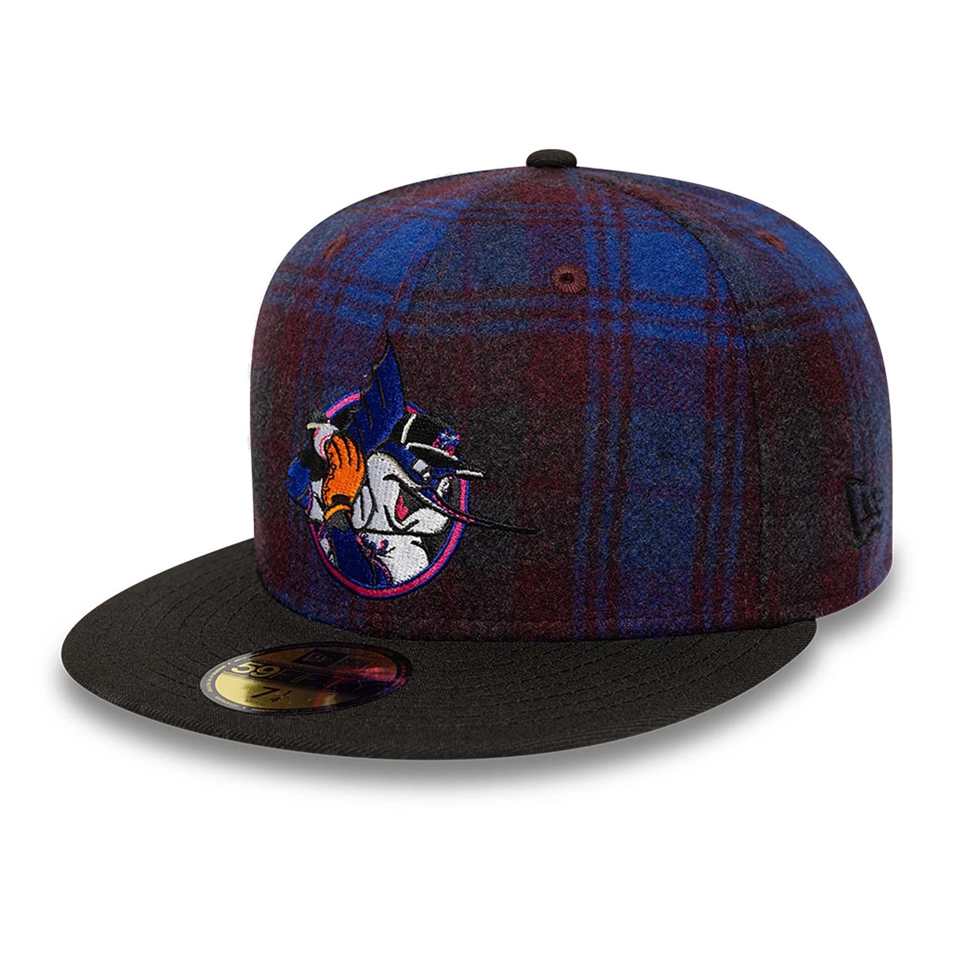 This is a Miami Marlins Mascot Plaid Purple 59FIFTY Fitted Cap 4