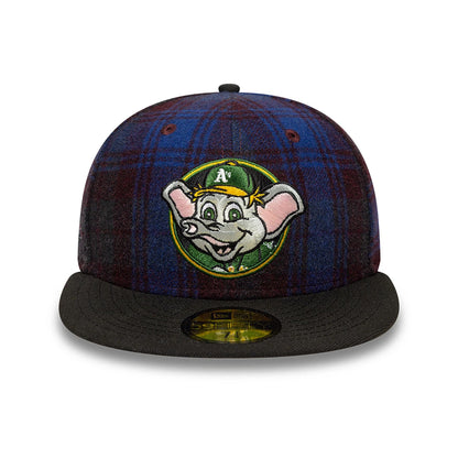 This is a Oakland Athletics Mascot Plaid Open Purple 59FIFTY Fitted Cap 3