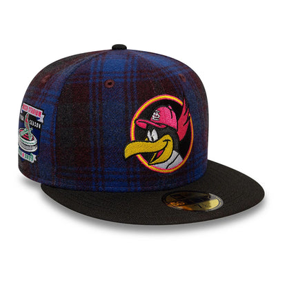 This is a St. Louis Cardinals Mascot Plaid Purple 59FIFTY Fitted Cap 1